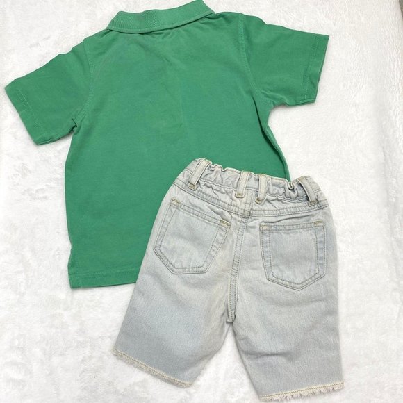 Gymboree green polo 18-24, frayed hem shorts 12-18 - Picture 5 of 5